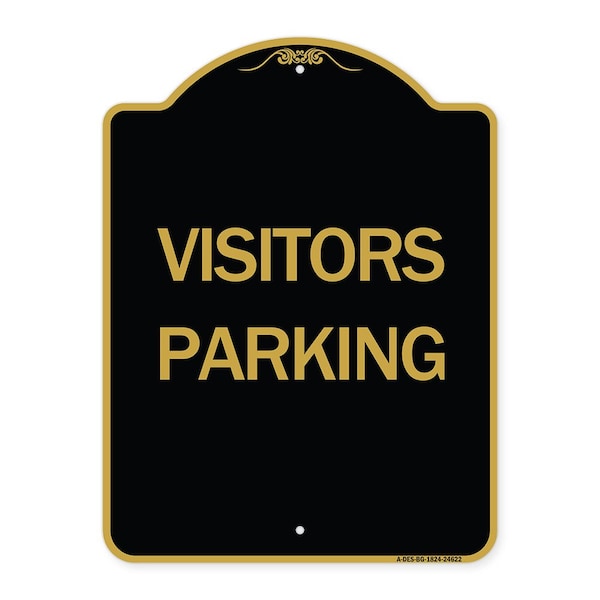 Signmission Parking Lot Sign Visitors Parking, Black & Gold Aluminum Sign, 18" x 24", BG-1824-24622 A-DES-BG-1824-24622 - main